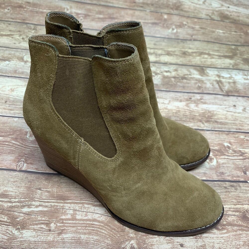 Lucky Brand Womens 9 EU 40 Yamka Chelsea Wedge Ankle Boots Booties Suede Leather